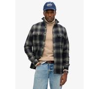 Superdry male Wool Blend Fleece Lined Checked Overshirt - M - Navy, Green,Navy