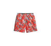 Superdry Men's 43 cm Long Swimming Shorts with Hawaiian Print, Botanical Red, M