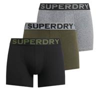 Superdry Mens Boxers 3 Pack Underwear Asphalt Grit/Winter Khaki/Black