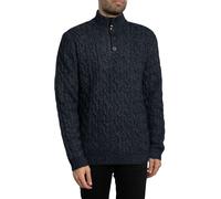 Superdry Men's Cable Button Neck Jumper, Blue