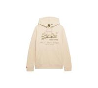 Superdry Men's Casual Vintage Logo Heritage Hoodie, Mottled pelican beige, M