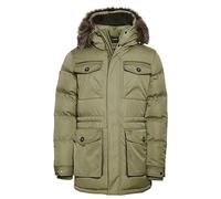 Superdry Men's Chinook Faux Fur Parka Jacket, Dusty Olive Green, XXL