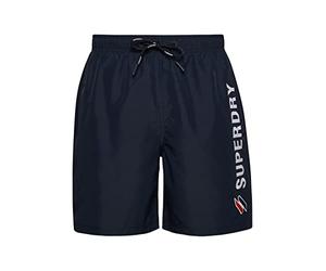 Superdry Mens Code APPLQUE 19INCH Swim Short W2 - Swim Shorts, Deep Navy, Medium