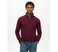 Superdry Mens Essential Embroidered Knitted Half Zip Jumper (UK, Alpha, XXL, Regular, Regular, Dark Berry)