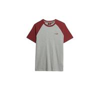 Superdry Men's Essential Logo Baseball Tshirt T-Shirt, Grey Marl/Vintage Red Marl, S
