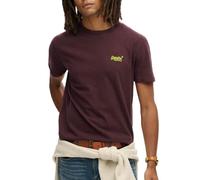 Superdry Mens Essential Logo T-Shirt Tawnty Port/Fluro Yellow
