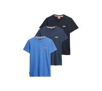 Superdry Men's Essential Organic Cotton Logo T-Shirt (Pack of 3), Monaco Blue/Lauren Navy/Dark Navy, M