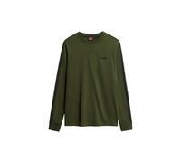 Superdry Men's Essential Retro Logo Long Sleeve Top, Duffel Bag Green, M