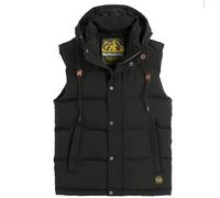 Superdry Mens Jacket Everest Hooded Puffer Logo Branded Gilet in Black