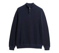 Superdry Men's Knit Sweater With Zip Stand Collar - Cotton Texture Henley, Pu...