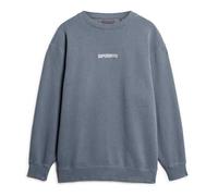 Superdry Men's Loose Fit Crew Neck Sweatshirt with Micro Logo, Storm weather blue, XXL