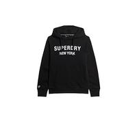 Superdry Men's Luxury Sport Loose Hood Sweatshirt, Black/White, M