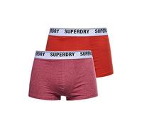 Superdry Men's Multi Double Pack Trunks, Mid Red/Orange, S