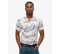Superdry Mens Open Collar Printed Linen Shirt