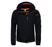 Superdry Men's Pop Arctic SD Windcheater with Hood and Zip, Black/neon orange, S