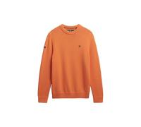 Superdry Men's Preppy Cotton Jumper Pullover Sweater, Washed Tangerine, L