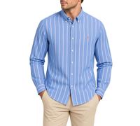 Superdry Mens Preppy Oxford Long Sleeve Shirt Twin Chalk Blue Stripe