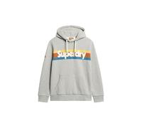 Superdry Mens Retro Stripes Logo Hoodie, grey mixed, XXL