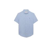 Superdry Men's Riviera S/S Linen Shirt, Blue Chalk Stripe, L