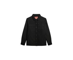 Superdry Mens The Merchant Store - Wool Shirt Jacket, Black textured, XXL