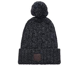 Superdry Men's Trawler Cable Beanie Hat, Charcoal/Black Twist, One Size