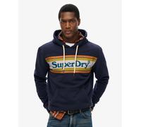 Superdry Mens Venue Logo Striped Relaxed Hoodie