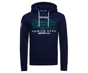 Superdry Men's Vintage Logo Pullover Hoodie, Blue, XXL (m2011885a)