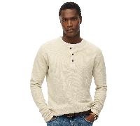 Superdry Mens Waffle Long Sleeve Henley Top T-Shirt, Light Stone Beige, L