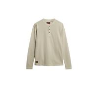 Superdry Mens Waffle Long Sleeve Henley Top T-Shirt, Light Stone Beige, XL