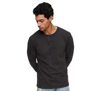 Superdry Men's Waffle Long Sleeve Henley Top t9-Jersey (m), Washed Black, M