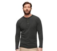 Superdry Men's Waffle Long Sleeve Henley Top t9-Jersey (m), Washed Black, S
