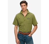 Superdry for man. M4010986A Textured short sleeve shirt Merchant Store green (S), Casual, Cotton