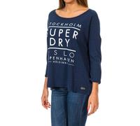 Superdry Nordic Slouch Crew G60119XNS WoMens 3/4 Sleeve Sweater - Blue viscose - Size 2XS