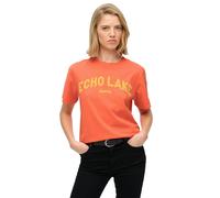 Loose fit straight women's T-shirt Superdry Location Orange XS