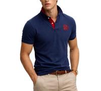 Superdry Pique Monogram Polo Shirt Deep Darkest Navy/Red