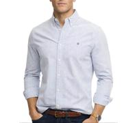 Superdry Preppy Oxford Long Sleeve Shirt Azure Blue Chalk Stripe