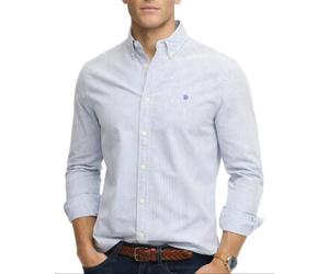 Superdry Preppy Oxford Long Sleeve Shirt Azure Blue Chalk Stripe