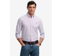 Superdry Preppy Oxford Long Sleeve Shirt, Purple, Size S, Men Purple