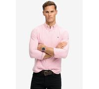 Superdry Preppy Stripe Oxford Long Sleeve Shirt, Pink, Size 2Xl, Men Pink