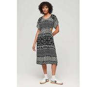 Superdry Printed Cut Out Midi Dress Black/white