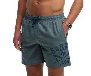 Superdry Printed Logo 16 Swim Short Briefs, Stormy Weather Blue, L