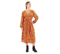 Superdry Printed V Tea Long Sleeve Midi Dress Orange S Women