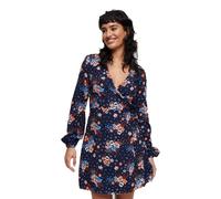 Superdry Printed Wrap Long Sleeve Short Dress Blue L Women