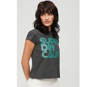 Superdry Retro Glitter Logo Cap T-Shirt Vintage Black
