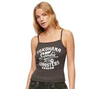 Superdry Retro Rocker Graphic Rib Sleeveless T-shirt Brown S-M Woman