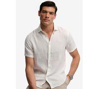 Superdry Riviera Linen Short Sleeve Shirt, White, Size S, Men White