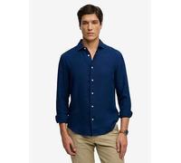 Superdry Riviera Long Sleeve Linen Shirt, Blue, Size 2Xl, Men Blue