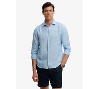 Superdry Riviera Long Sleeve Linen Shirt, Blue, Size Xl, Men Blue