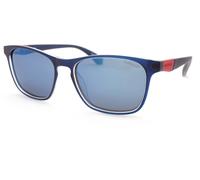 Superdry SDS 5017 Polarized Sunglasses Matte Blue Red w/ Blue Mirror Lenses 106P