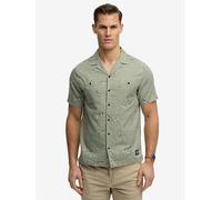 Superdry Short Sleeve Printed Beach Shirt, Green, Size L, Men Green
